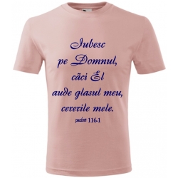 Tricou roz copii 4,6,8 ani, Iubesc pe Domnul!